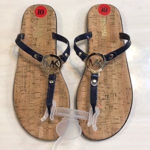 MICHAEL KORS Navy w/gold MK Logo Charm Jelly Sz 10